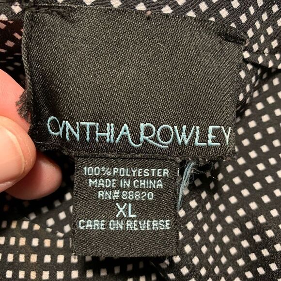 Cynthia Rowley B&W Polka Dot Long Sleeve Henley XL - Picture 4 of 5